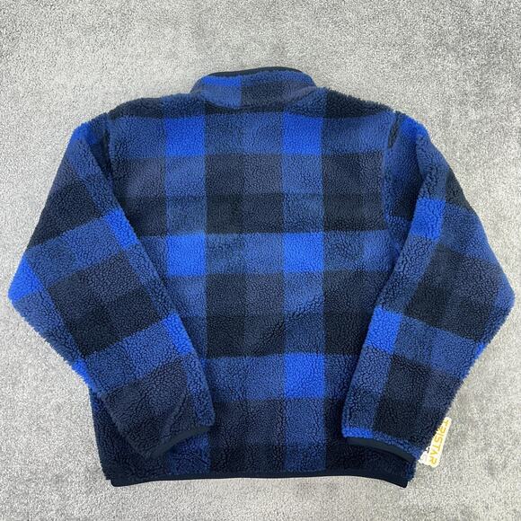 Nike Sherpa Fleece Pullover Mens Medium Blue Buffalo Plaid 1/4 Zip FZ0896-475 - Picture 2 of 11